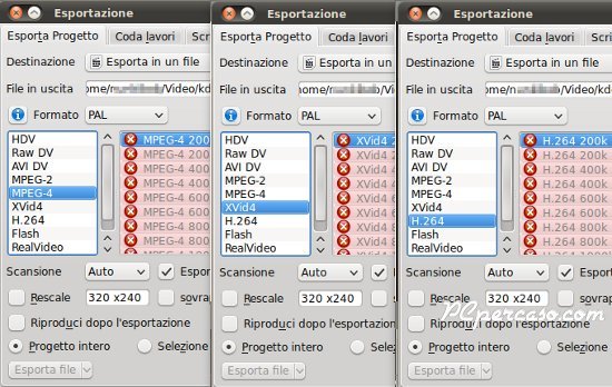 Kdenlive e Medibuntu: abilitare i codec di esportazione MPEG-4, XVid4, H.264 e Flash
